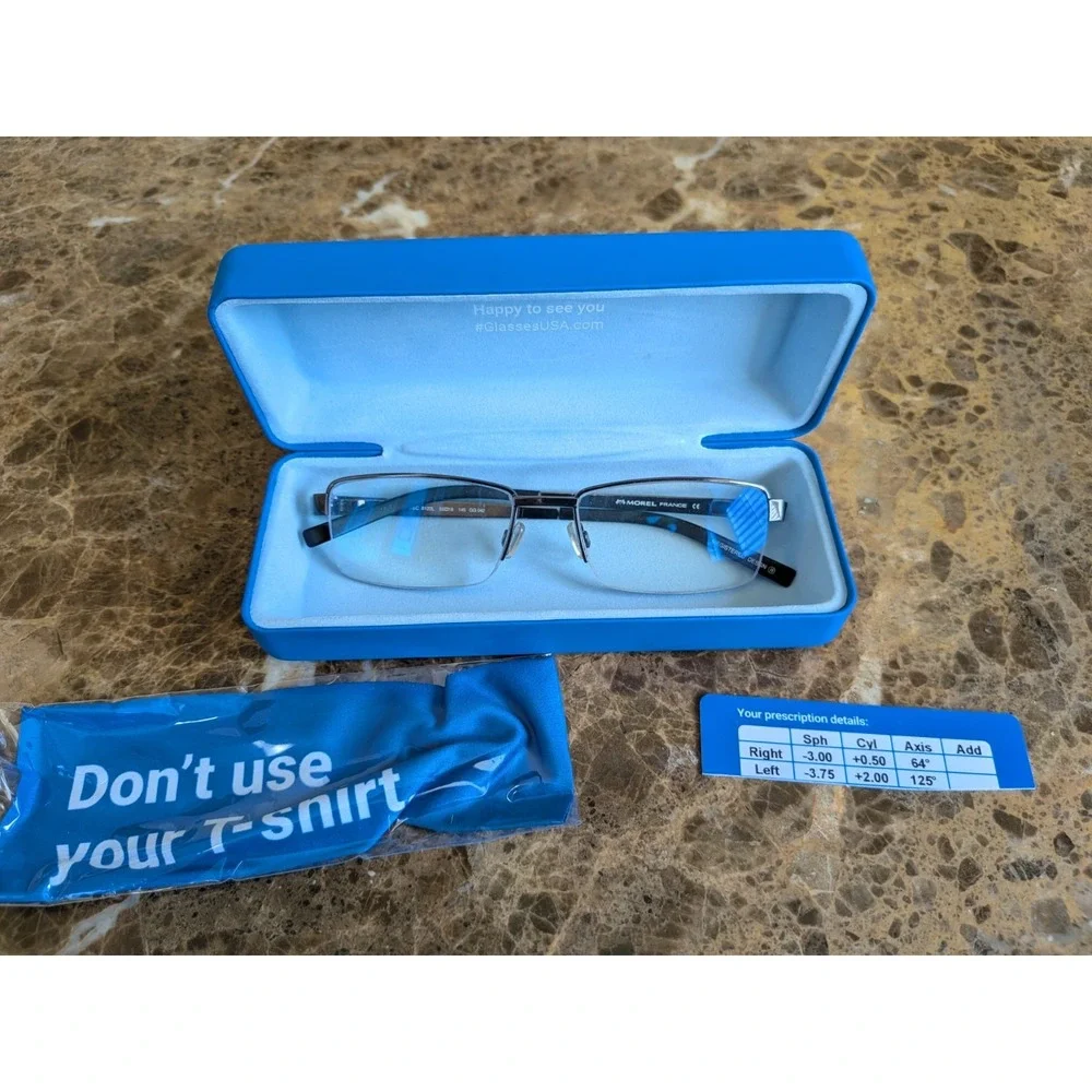 Morel Eyeglasses Lightec 8122L 8122/L GG042 Brown Half Rim Optical Frame 55mm